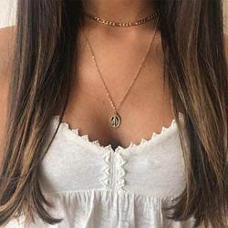 Olbye Virgin Mary Pendant Necklace Gold Layering Necklace Choker for Women and Girls Medallion Oval Necklace