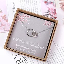 Mothers Gifts for Daughters - Sterling Silver Infinity 2 Circle CZ Necklace,Mothers Day Jewelry Birthday Gift