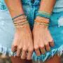 SUNSH 5PCS Boho Woven Sunflower Bracelets for Women Teens Girls Boy Kids Couple Handmade Wrap Rope Charm Beach Surf Braided Adjustable Strings Boyfriend Girlfriend Mother Daughter Friendship Gifts