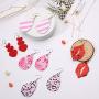 Makone Valentines Day Earrings for Women, 9 Pairs Teardrop/Lip/Heart-Shaped Faux Leather Dangle Earrings, Lightweight Pink Party Jewelry Set, Valentines Day Gifts for Girls, Ladies