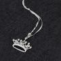 GemsChest Sterling Silver Round Cubic Zirconia Crown Pendant Necklace Queen Jewelry for Women with 18'' Silver Chain
