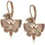Betsey Johnson Womens Rose Gold and White Butterfly Drop Earrings Betsey Johnson Womens Rose Gold and White Butterfly Drop Earrings