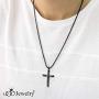 555Jewelry Grooved Stainless Steel Cross Necklace for Men and Women 16-24'' Chain