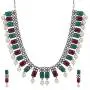 Efulgenz Boho Vintage Antique Ethnic Gypsy Indian Oxidized Silver Crystal Cubic Zirconia Bridal Necklace Earrings Jewelry Set