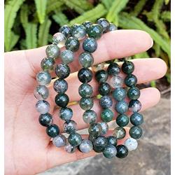 Natural Moss Agate Gemstone Bracelet 7 inch Stretchy Chakra Gems Stones Healing Crystal Energy Quartz Rocks GB8-25