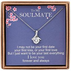 Soulmate Gifts Womens Jewelry - to My Soulmate Necklace for Girlfriend, to My Future Wife Necklace, Necklaces for Wife from Husband Valentines Day Christmas Birthday Gifts with Message Card & Gift Box