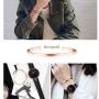 Lolalet 2 Pack Oval Thin Cuff Bracelet, Christmas Gift for Girlfriend Wife Mom, 18K Rose Gold/Gold Plated Couples Love Bracelets, Plain Polished Finish Bangle Jewelry Gift for Men Women