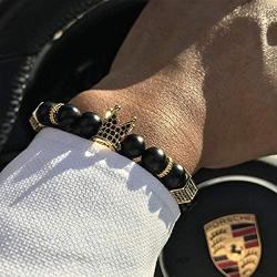 GVUSMIL Imperial Crown Bead Bracelet King&Queen Luxury Charm Couple Jewelry Gift for Women Men