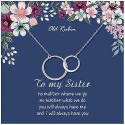 OR OLD RUBIN Sister Necklace, 925 Sterling Silver Interlocking Circles Necklace Big Sister Gifts, Sister Gifts for Sister, Sister Birthday Jewelry Gifts, Sisters Gifts, Gift for Sister…