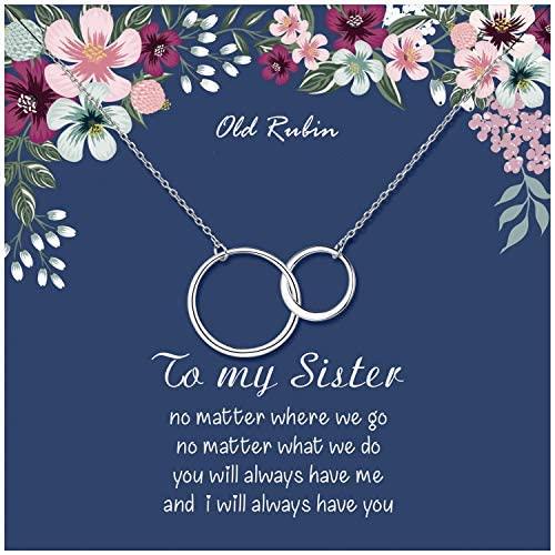 OR OLD RUBIN Sister Necklace, 925 Sterling Silver Interlocking Circles Necklace Big Sister Gifts, Sister Gifts for Sister, Sister Birthday Jewelry Gifts, Sisters Gifts, Gift for Sister…
