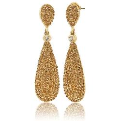 Moonstruck Costume Jewelry Womens Champagne Diamond Golden Dangle Drop Earrings