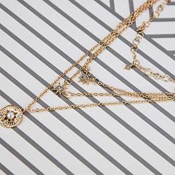 Kercisbeauty Moon and Star 4 Layered Necklace Gold Pendant for Wome and Girls Charm Jewelry Set Gift Her