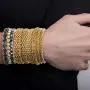 Steve Madden Yellow Gold Tone and Black Rhinestone Stretch Bangle Bracelet Set For Women, One Size (SMB488501GD) Steve Madden Yellow Gold Tone and Black Rhinestone Stretch Bangle Bracelet Set For Women, One Size (SMB488501GD)