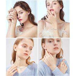 LOYALLOOK 3Sets Heart Pendant Necklace Toggle Chain Heart Bracelet Heart Stud Earrings for Women Stainless Steel Charm Love Heart Jewelry Set