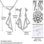 Besilver Valentine Gift Triangle Necklace Earrings Set Women Men 925 Sterling Silver 18K Gold Filled Cubic Zirconia Triangle Jewish Chai Necklace Jewelry Gift