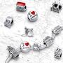 Vacation Europe Paris London Tourism Travel Suitcase Luggage Charm Bead For Women Teen Oxidized Two Tone .925 Sterling Silver Fits European Bracelet