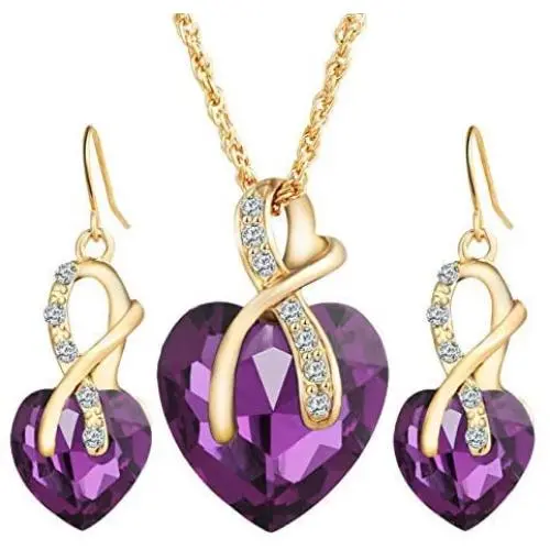 Gift! Gold Plated Jewelry Sets For Women Crystal Heart Necklace Earrings Jewellery Set Bridal Wedding Accessories Gift! Gold Plated Jewelry Sets For Women Crystal Heart Necklace Earrings Jewellery Set Bridal Wedding Accessories