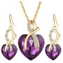 Gift! Gold Plated Jewelry Sets For Women Crystal Heart Necklace Earrings Jewellery Set Bridal Wedding Accessories