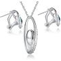 [Presented by Miss New York] Leafael''Angels Teardrop'' Made with Premium Crystals Blue Zircon Jewelry Set Earrings Necklace, 18'' +2'', Nickel/Lead/Allergy Free, Luxury Gift Box