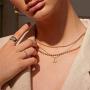 Fettero Disc Necklace Gold Initial Diamond CZ Pave Letter Coin Pendant Dainty Chain 14K Gold Plated Minimalist Simple Boho Personalized Jewelry Gift for Women
