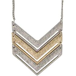 SPUNKYsoul New! Chevron Mid-Length Necklace Gold and Silver 2 Toned Collection