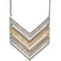 SPUNKYsoul New! Chevron Mid-Length Necklace Gold and Silver 2 Toned Collection