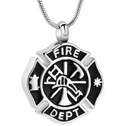 memorial jewelry Firefighter Fire Dept Round Cremation Pendant Cremation Jewelry for Ashes