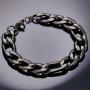 Men Steel Based Black Gun Plated 12mm Wide Figaro Chain Bracelet