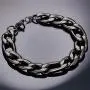Men Steel Based Black Gun Plated 12mm Wide Figaro Chain Bracelet