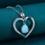 HAOSG 925 Sterling Silver Love Heart April Birthstone Simulated Diamond Necklace Mothers Day Birthday Jewelry Gifts for Her Women Girls, 16''+2'' Adjustable Chain