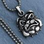 Bulldog Jewelry K-9 Bull Dog Jack Georgetown Marines corps Military Pewter Mens Pendant Necklace Protection Amulet Wealth Good Luck Lucky Charm Safe Travel Talisman for men Silver Ball Chain