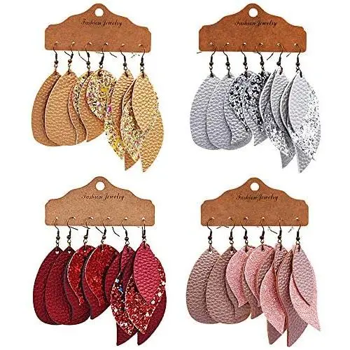 Shuning 12 Pairs 3 Layered Leather Earrings Lightweight Faux Leather Leaf Earrings 2 Layered S Design Drop Earrings Glitter Dangle Earrings Gift Set for Women Girls Shuning 12 Pairs 3 Layered Leather Earrings Lightweight Faux Leather Leaf Earrings 2 Layered S Design Drop Earrings Glitter Dangle Earrings Gift Set for Women Girls