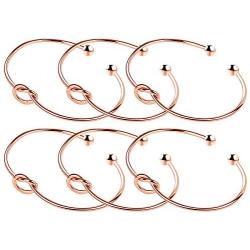 ANBALA Love Knot Bangle Bracelet Bridesmaid Gifts Bracelets, Tie The Knot Cuff Bangle Stretch Bracelet for Bridesmaid, Rose Gold Tone, Set of 3 4 5 6 7 8