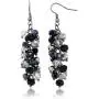 Gem Stone King 2inches Black and Silver Cluster Faceted Crystal Dangle Hook Earrings For Women
