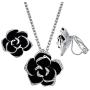 Yoursfs Flower Jewelry Set 18K Rose GP Sexy Flower Lacing with Rhinestones Clip Earrings&Necklace Ladies Jewelry Set