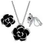 Yoursfs Flower Jewelry Set 18K Rose GP Sexy Flower Lacing with Rhinestones Clip Earrings&Necklace Ladies Jewelry Set