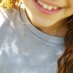 Alef Bet by Paula Dainty Jewish Star of David Necklace for Women and Girls Set with Pave Sparkling Cubic Zirconia Stones