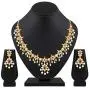 Aheli Faux Kundan and Simulated Red and Green Stone Ethnic Indian Wedding Necklace Earring Jewelry Set for Women