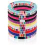 BOMAIL 12 Pcs Heishi Surfer Bracelets African Vinyl Disc 6mm Beads Polymer Clay Rainbow Bracelet Elastic Rope Bracelet Set Summer Beach Jewelry for Women Girls