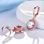 GULICX Womens Rose Gold Electroplated Zircon Vintage Style Round Hoop Earrings Dangle Leverback