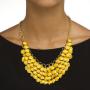 Palm Beach Jewelry Gold Tone Round Yellow Lucite, Drop Earring and Bib Necklace Set (65mm), Lobster Claw Clasp, 18 inches Plus 3 inch exten