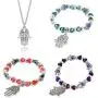 4 Pcs Evil Eye Palm of Fatima Beaded Stretch Bracelets Pendant Necklace Set Turquoise Protection Bracelets Exquisite Multi-Colored Crystals Bracelets for Women Teens New Year Friendship Jewelry Gifts 4 Pcs Evil Eye Palm of Fatima Beaded Stretch Bracelets Pendant Necklace Set Turquoise Protection Bracelets Exquisite Multi-Colored Crystals Bracelets for Women Teens New Year Friendship Jewelry Gifts