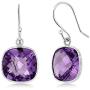 Gem Stone King 925 Sterling Silver Amethyst Womens Dangle Earrings (10.00 Cttw, Gemstone Birthstone, Cushion Checkerboard 11MM)