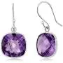 Gem Stone King 925 Sterling Silver Amethyst Womens Dangle Earrings (10.00 Cttw, Gemstone Birthstone, Cushion Checkerboard 11MM) Gem Stone King 925 Sterling Silver Amethyst Womens Dangle Earrings (10.00 Cttw, Gemstone Birthstone, Cushion Checkerboard 11MM)