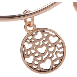 Inspirational Stackable XO Heart Filigree Charm Bangle Bracelet, 14K Rose Gold,Adjustable Expandable