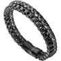 murtoo Mens Bracelet leather and Steel, Stainless Steel Chain and Leather Bracelets for Men