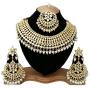 Finekraft Meena Kundan Bridal Wedding Designer Gold Plated Pearls Necklace Jewelry Set