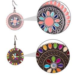 Duufin 15 Pairs Boho Earrings Vintage Bohemian Earrings Drop Dangle Earring Statement Earring Set with a Box for Women and Girls