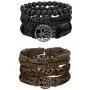 FIBO STEEL 12-17 Pcs Leather Bracelet for Men Women Woven Cuff Bracelet Adjustable
