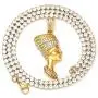 ROWIN&CO Hip Hop Iced Out Bling CZ Diamond Gold Silver Vivid Egyptian Queen Nefertiti Charm Pendant Personalized Jewelry CZ Tennis Choker Chain Necklace